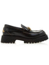 Lug Sole Horsebit Low Heel Loafers Black - GUCCI - BALAAN 3