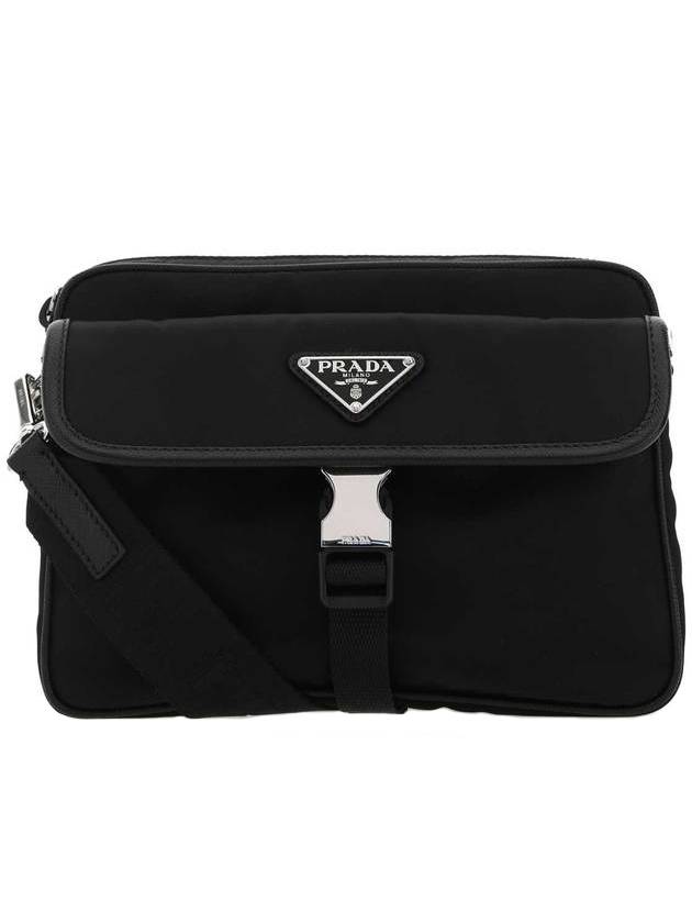 Re-Nylon Saffiano Leather Shoulder Bag Black - PRADA - BALAAN 1