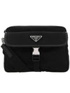 Re-Nylon Saffiano Leather Shoulder Bag Black - PRADA - BALAAN 1