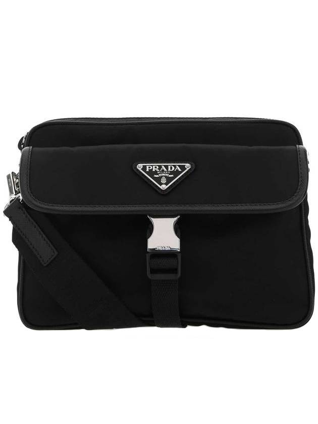 Re-Nylon Flap Cross Bag Black - PRADA - BALAAN 1