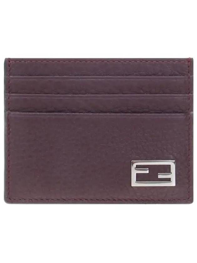 Baguette Leather Card Wallet Burgundy - FENDI - BALAAN 2