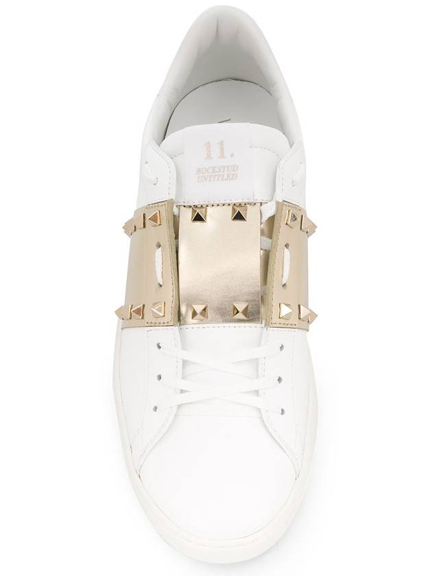 Men's Rockstud Untitled Low Top Sneakers White Gold - VALENTINO - BALAAN 5