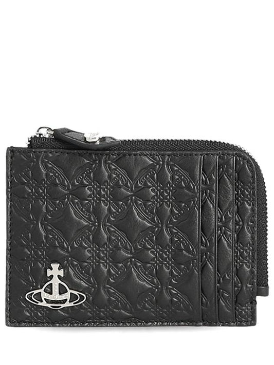 Embossed Cow Leather Card Wallet Black - VIVIENNE WESTWOOD - BALAAN 2