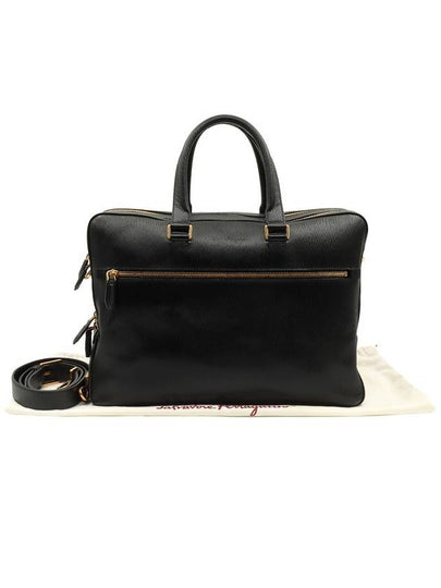 Ferragamo Black Pebble Calfskin Crocodile Revival Large Briefcase 2WAY - SALVATORE FERRAGAMO - BALAAN 2