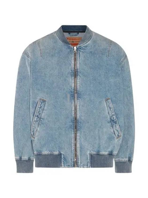 D Vinz Logo Embroidered Denim Bomber Jacket Blue - DIESEL - BALAAN 2