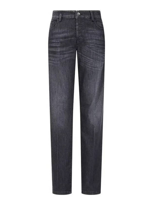 Women s Washed Stretch Denim Pants Black - EMPORIO ARMANI - BALAAN 1