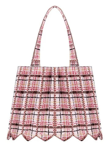 Tweed shopper bag pale pink - PLEATSMAMA - BALAAN 1