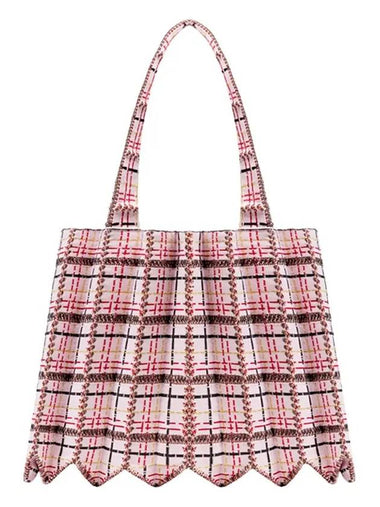 Tweed shopper bag pale pink - PLEATSMAMA - BALAAN 1