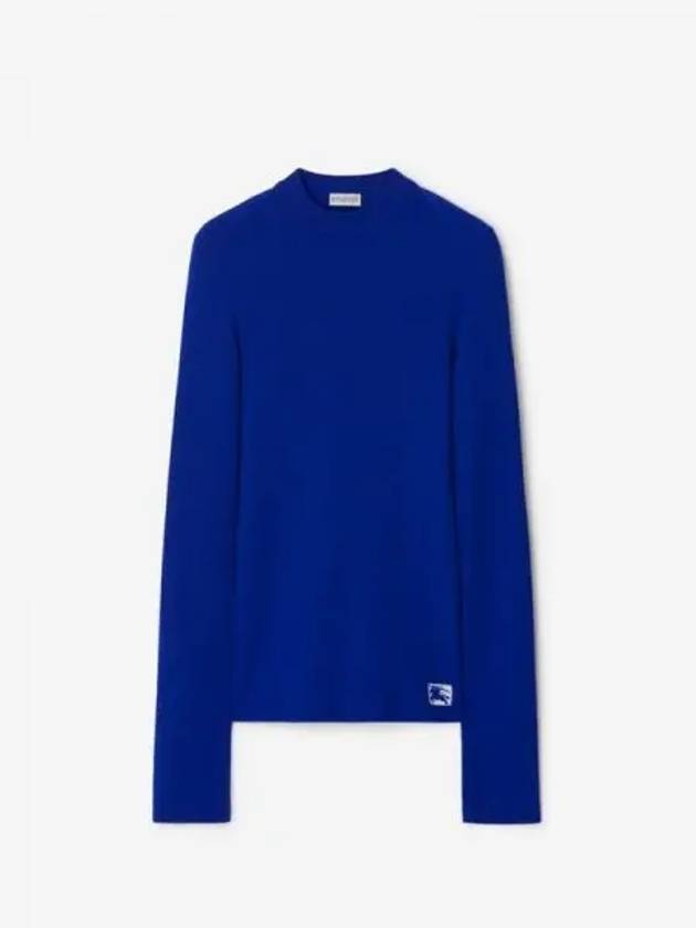 Logo Patch Slim Fit Wool Blend Knit Top Blue - BURBERRY - BALAAN 2