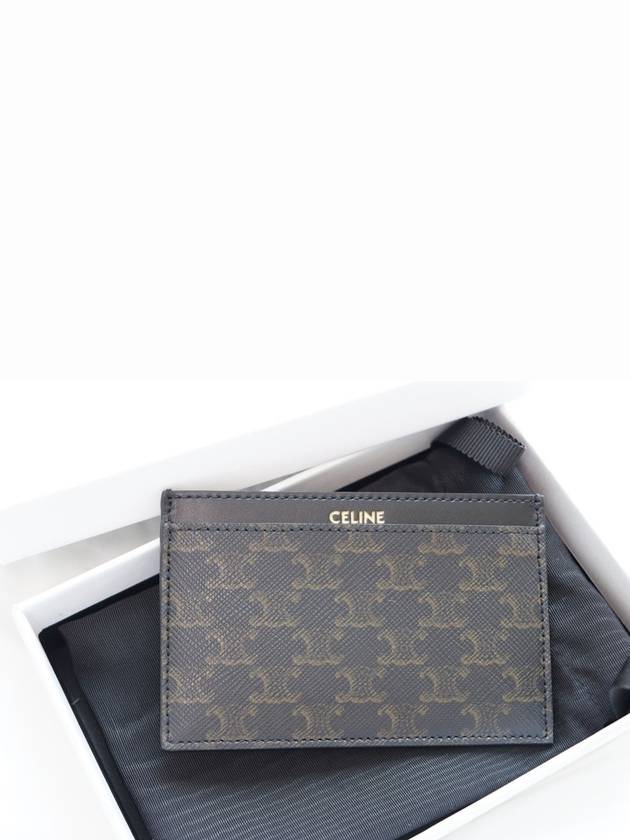 Card Holder in Triomphe Canvas and Calfskin Black - CELINE - BALAAN 3