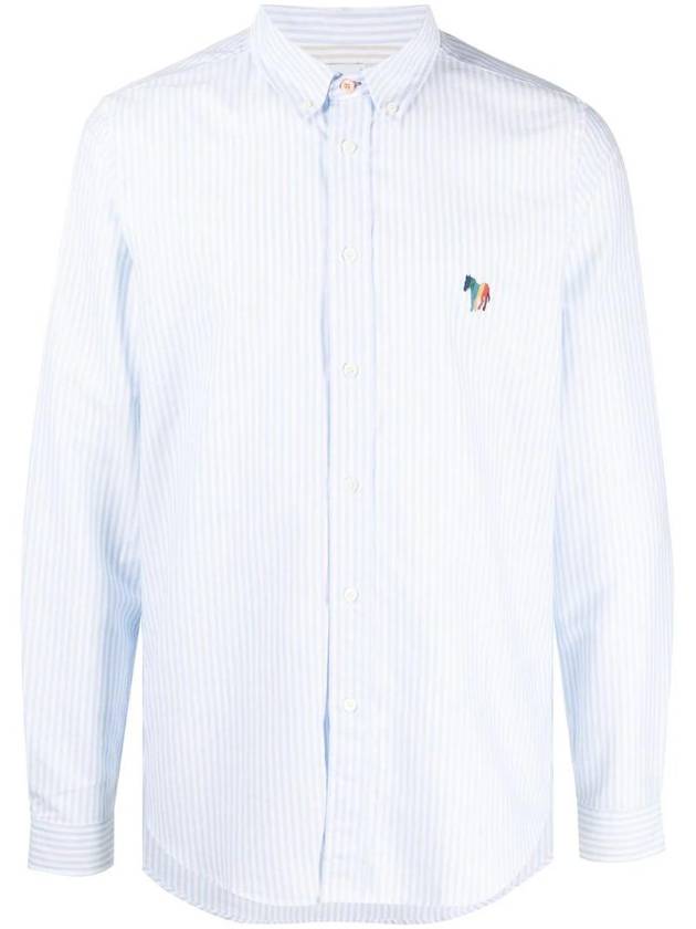 Zebra Motif Long Sleeve Shirt Blue - PAUL SMITH - BALAAN 1