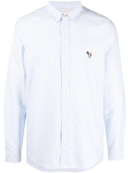 Zebra Motif Long Sleeve Shirt Blue - PAUL SMITH - BALAAN 1