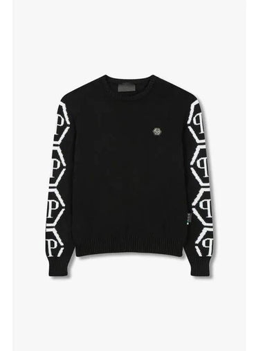 Men s Hexagon Sleeve Cotton Knit Black - PHILIPP PLEIN - BALAAN 1