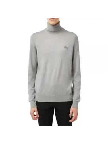 Logo Patch Merino Wool Turtleneck Grey - LACOSTE - BALAAN 1