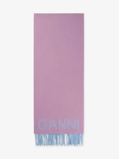 Fringed Wool Scarf  Lilac Chiffon - GANNI - BALAAN 2