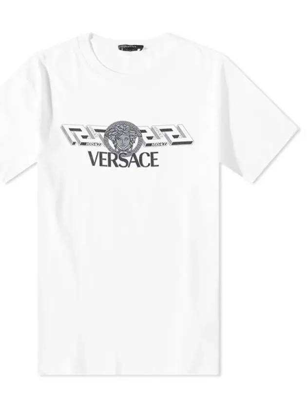 1008461 La Greca Short Sleeve T Shirt White Versace - VERSACE - BALAAN 4