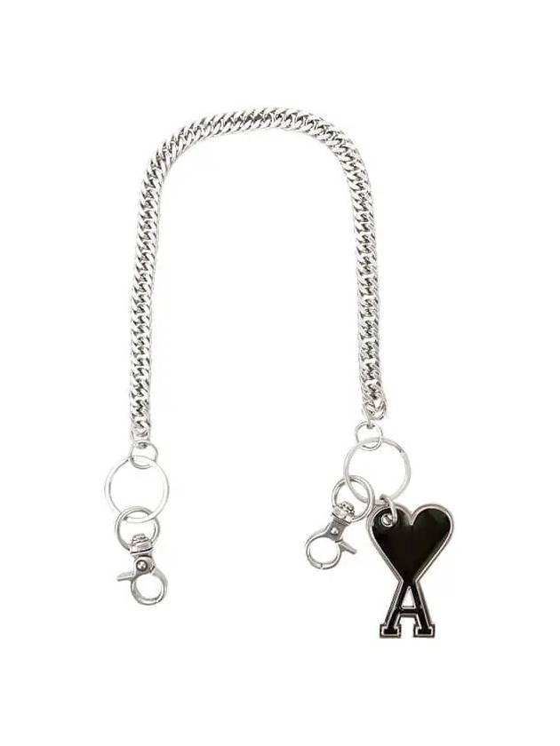 Heart Logo Chain Key Holder Black - AMI - BALAAN.