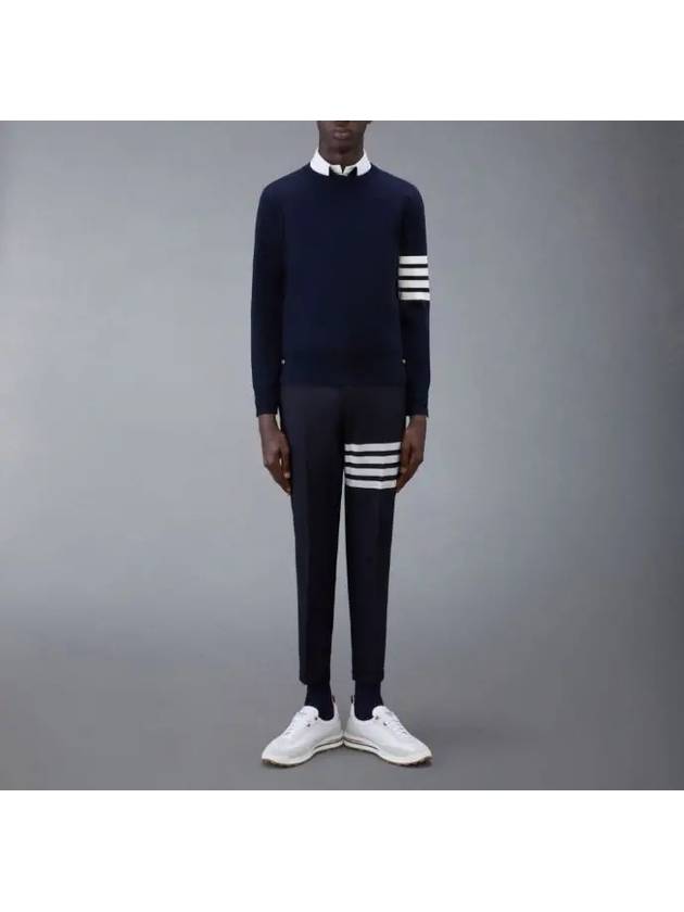 4 Bar Armband Milano Stitch Knit Top Navy - THOM BROWNE - BALAAN 4