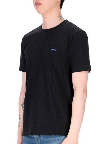 Curved Logo Short Sleeve T-Shirt Black - HUGO BOSS - BALAAN 1