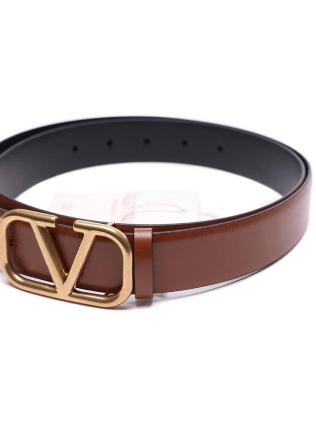 V Logo Signature Leather Belt Brown - VALENTINO - BALAAN 6