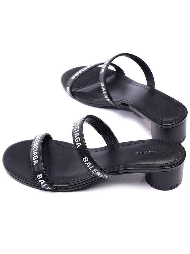 Logo Strap Round Sandal Heels Black - BALENCIAGA - BALAAN 7