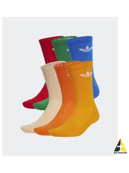 adidas Trefoil Cushion Crew Socks 6P Multicolor IX5275 - ADIDAS - BALAAN 1