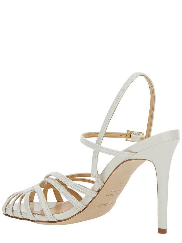 White Sandals With Front Cage In Patent Leather Woman - SEMI COUTURE - BALAAN 3