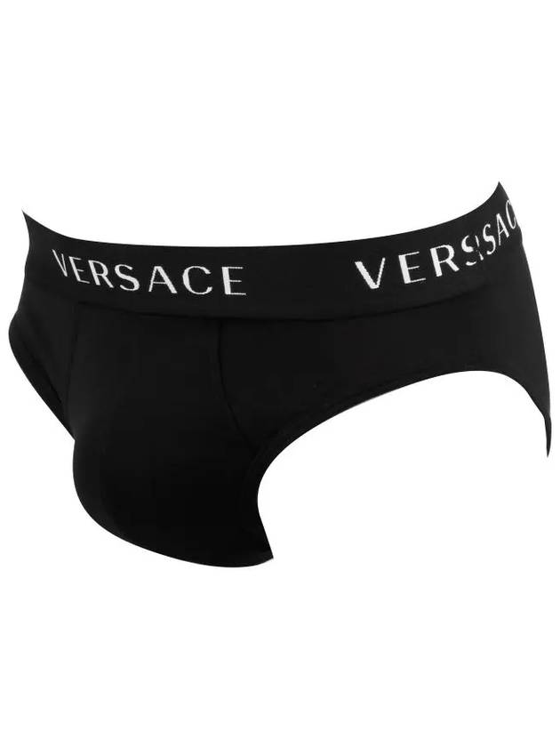 Men's Logo Cotton Briefs Black - VERSACE - BALAAN.