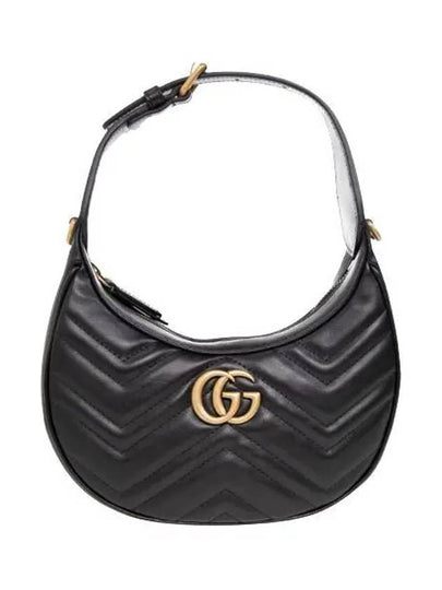 GG Marmont Half Moon Mini Bag Black - GUCCI - BALAAN 2