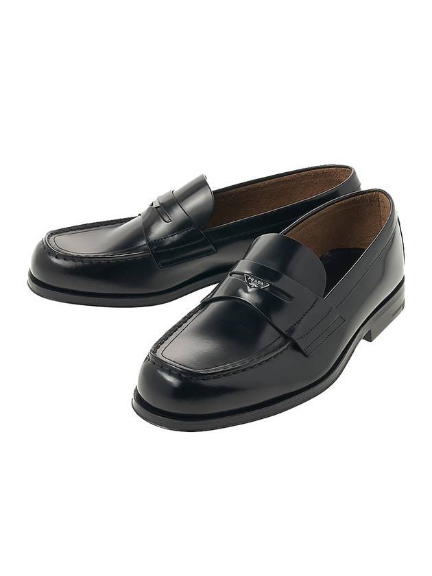 Brushed Leather Loafers Black - PRADA - BALAAN 1