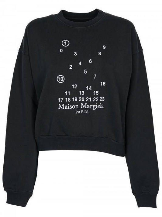Women's Numbering Logo Print Cotton Sweatshirt Black - MAISON MARGIELA - BALAAN 1