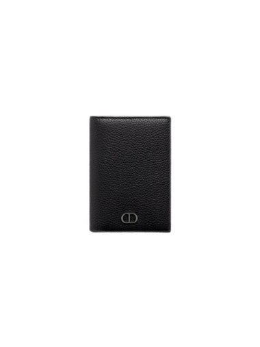 Bifold Grained Calfskin Card Wallet Black - DIOR - BALAAN 1