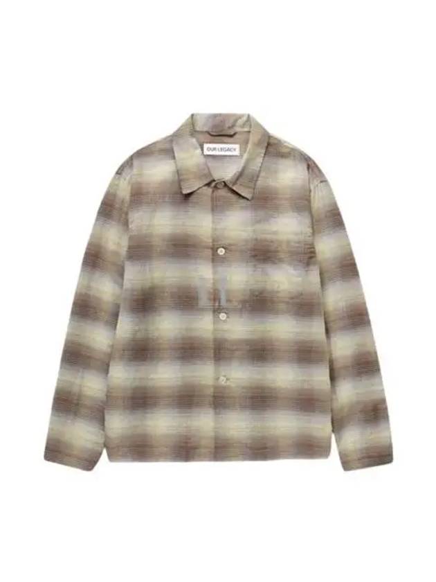 Check Linen Cotton Blend Long Sleeve Shirt Brown - OUR LEGACY - BALAAN 2