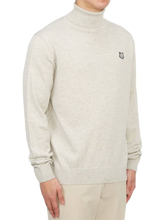 Fox Head Patch Turtleneck Knit Top Light Grey Melange - MAISON KITSUNE - BALAAN 4