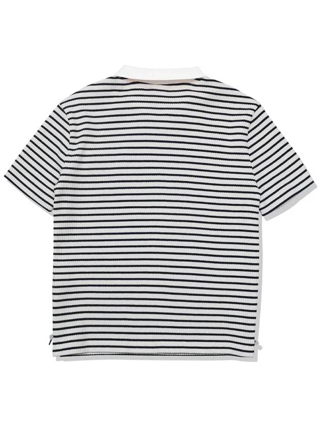 Striped shirring pocket collar t-shirt women NAVY - 20THHOLE - BALAAN 5