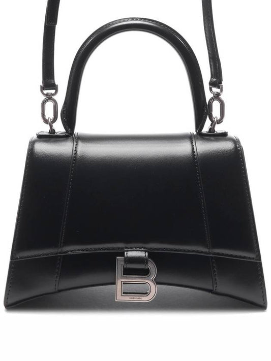 Hourglass Shiny Box Calfskin Small Tote Bag Black - BALENCIAGA - BALAAN 2