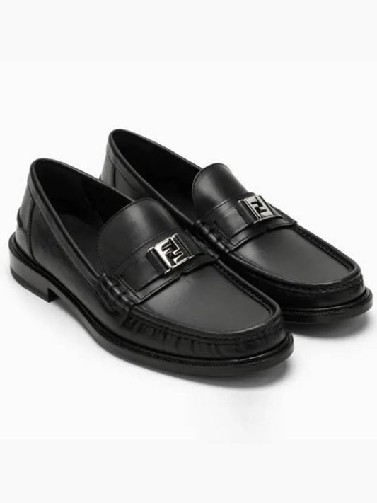 FF Square Leather Loafers Black - FENDI - BALAAN 2