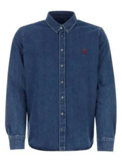 De Coeur Embroidered Denim Long Sleeve Shirt Blue - AMI - BALAAN 2