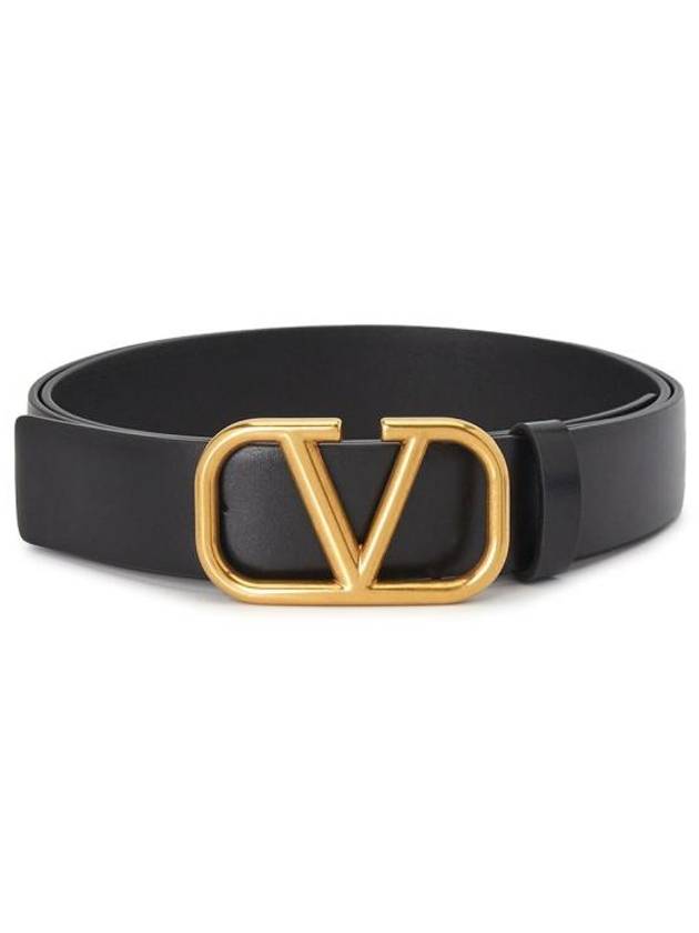 V Logo 40MM Leather Belt Brown - VALENTINO - BALAAN 2