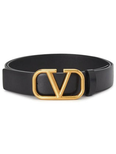 V Logo 40MM Leather Belt Brown - VALENTINO - BALAAN 2