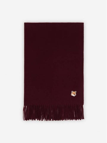 Foxhead Wool Muffler Scarf Wine Color Unisex - MAISON KITSUNE - BALAAN 1