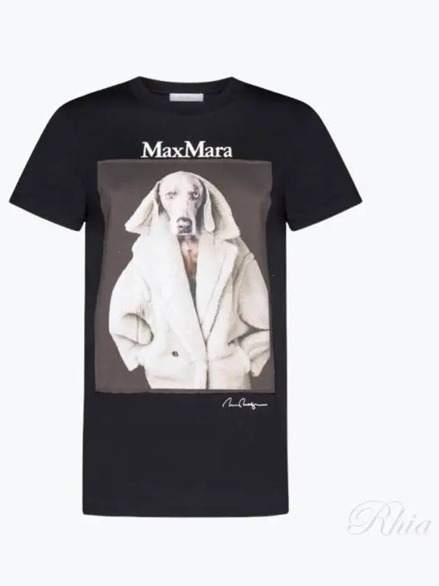 Print Cotton Short Sleeve T-Shirt Black - MAX MARA - BALAAN 2