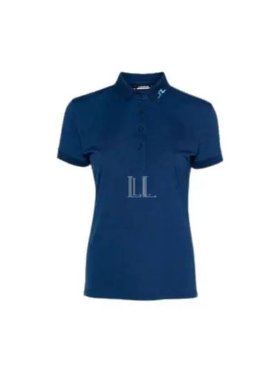 Women's Tour Tech Embroidered Logo Short Sleeve Polo Shirt Estate Blue - J.LINDEBERG - BALAAN 2