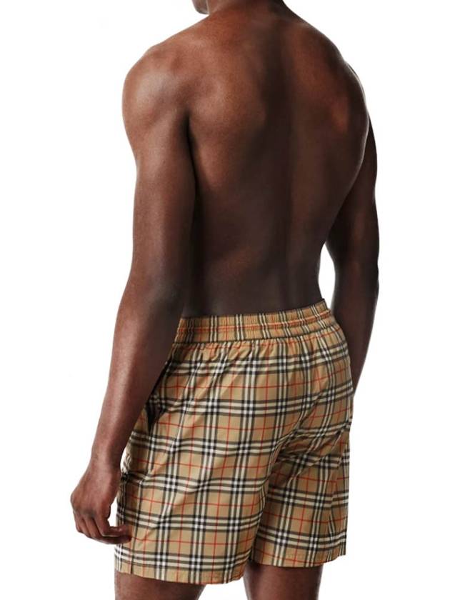 Men's Small Scale Check Drawstring Swim Shorts Beige - BURBERRY - BALAAN 4