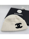 Beanie CC Logo Cashmere Winter Luxury Hat White Ivory AAA590 - CHANEL - BALAAN 6