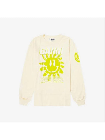 Women's Sun Smile Printing Long Sleeve T-Shirt Beige - GANNI - BALAAN 2