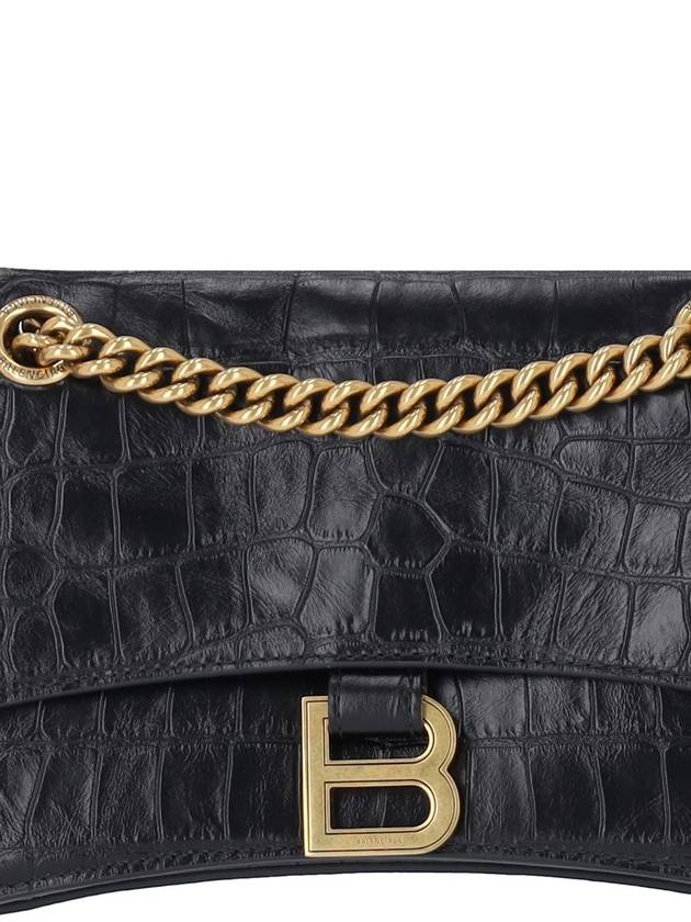 Crush Small Leather Shoulder Bag Black - BALENCIAGA - BALAAN 5