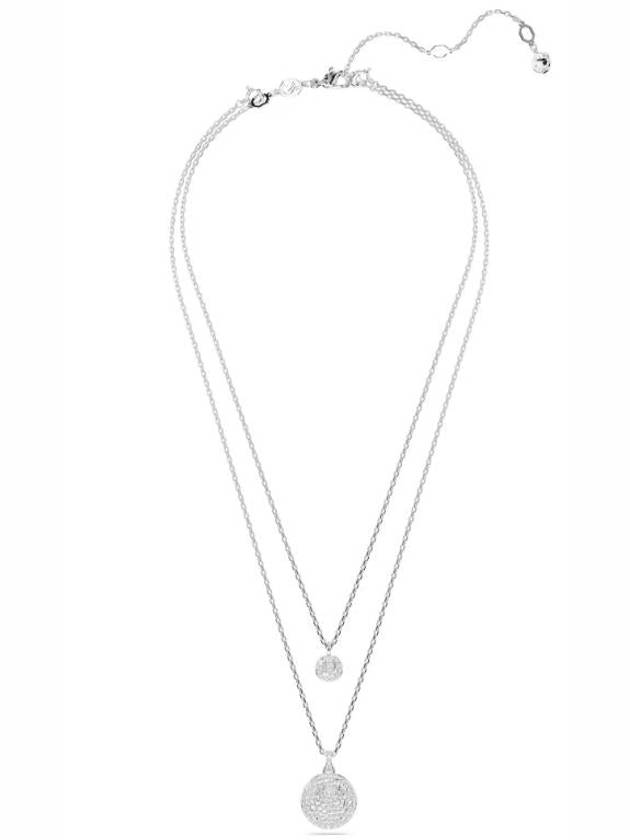 Sublima Layered Pendant Rhodium Necklace Silver - SWAROVSKI - BALAAN 3