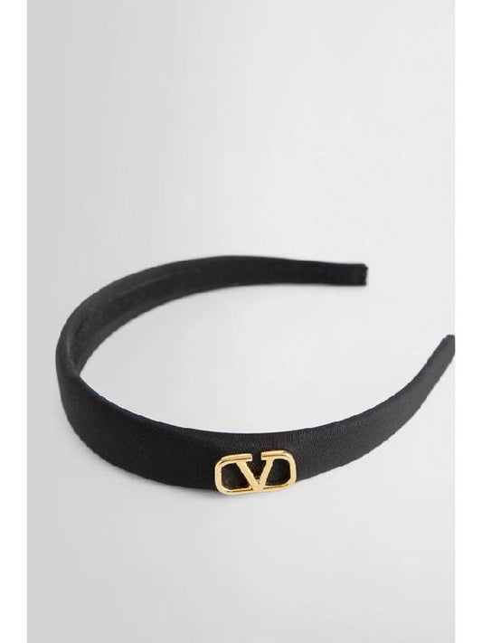 Women's V Logo Silk Headband Black - VALENTINO - BALAAN 2