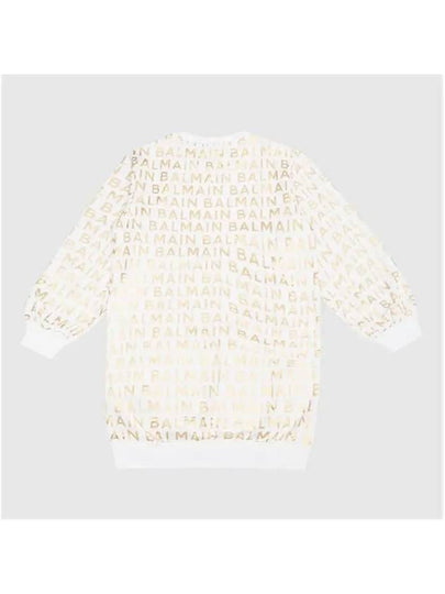 Kids Multi Logo Jersey Dress White Gold - BALMAIN - BALAAN 2